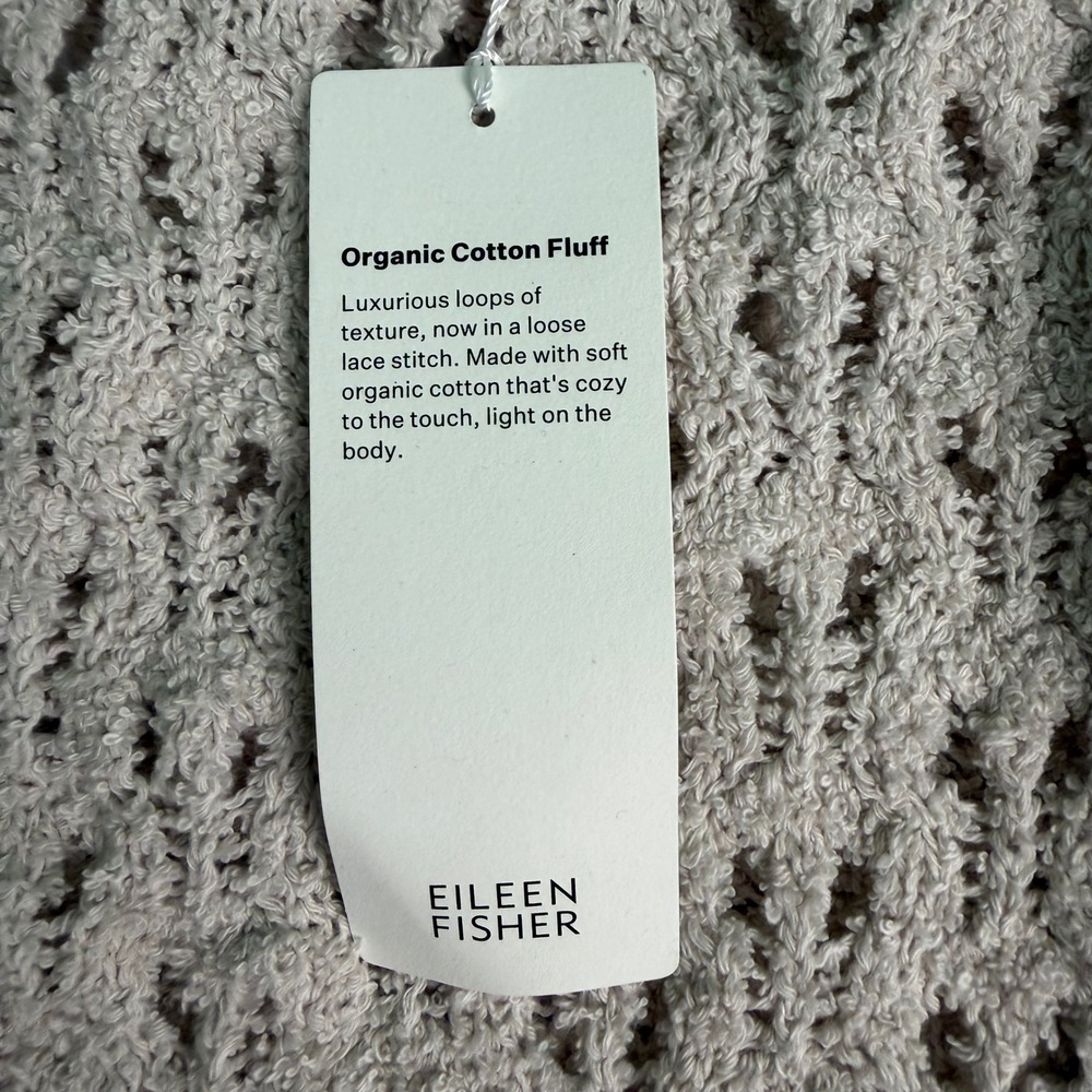 Eileen Fisher M Tan Organic Cotton Fluff Bracelet Sleeve Top Cashmere Knit NWT - Picture 8 of 16